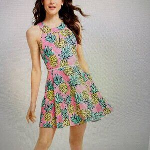 Draper James Pineapple Halter Dress, Pink Multi  Size 0